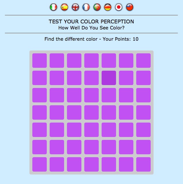 Eye test with color palettes